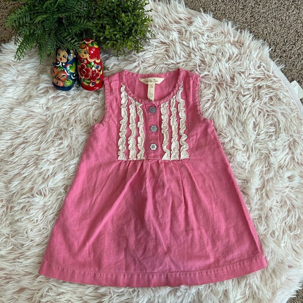 Matilda Jane Dazzling Dream Pink White Ruffle Linen Blend Toddler Dress Size 2T